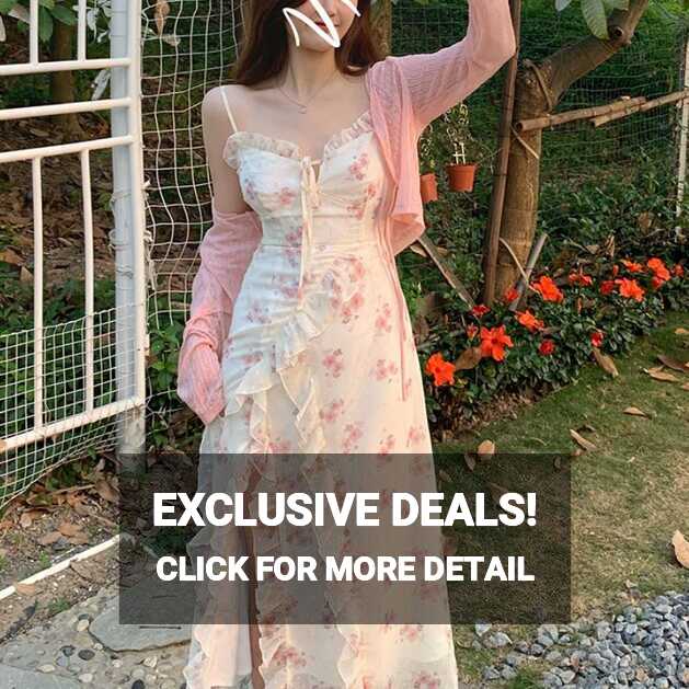 Cheap 2022 Summer Floral Sleeveless Midi Dress Elegant Sexy French ...