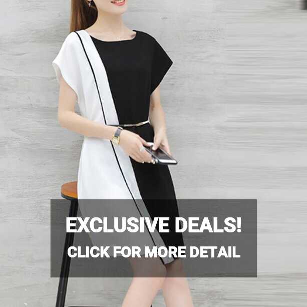 Cheap Fashion Women Business Dress Belt Short Sleeve Knee Length ...