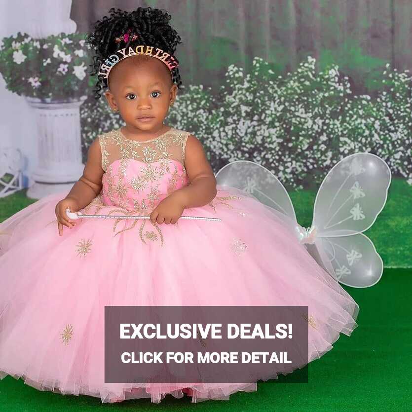 Cheap Lace Pink Flower Girl Dresses Sheer Neck Ball Gown Little ...