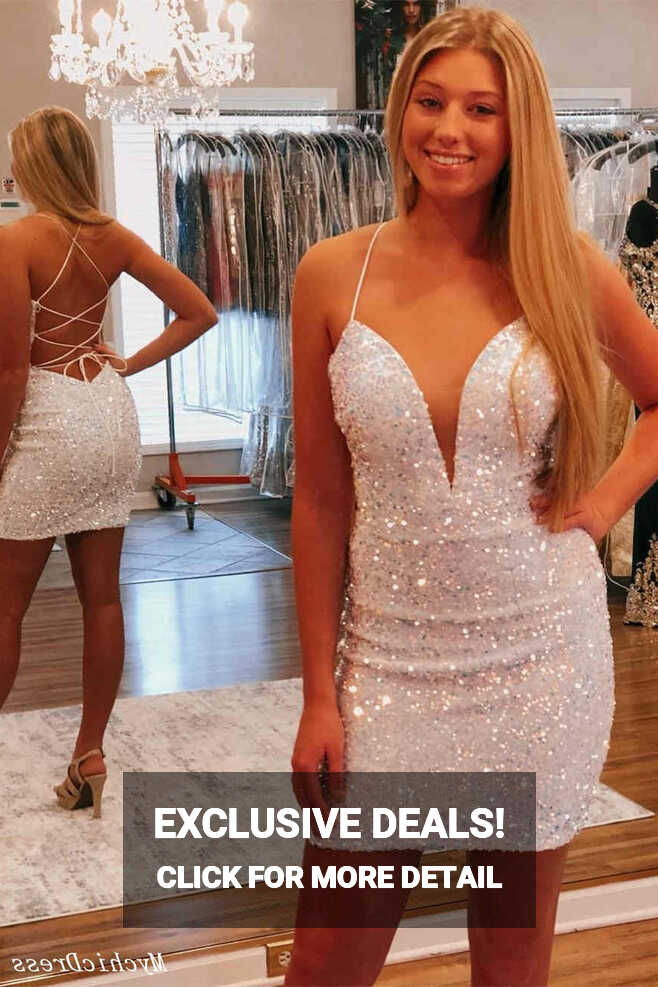 Cheap Short Sequin 2024 Homecoming Dresses Tight Spaghetti Straps ...