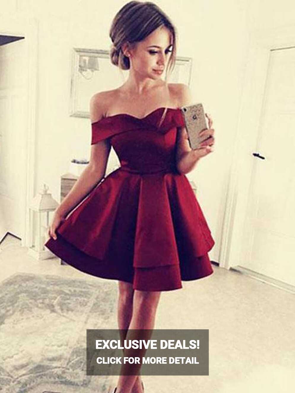 Cheap Simple Off Shoulder Dark Red Homecoming Dresses 2018, CM443 ...