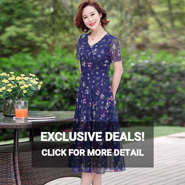 Cheap Summer Chiffon Mid-length Plus Size Printed Floral Over-the ...