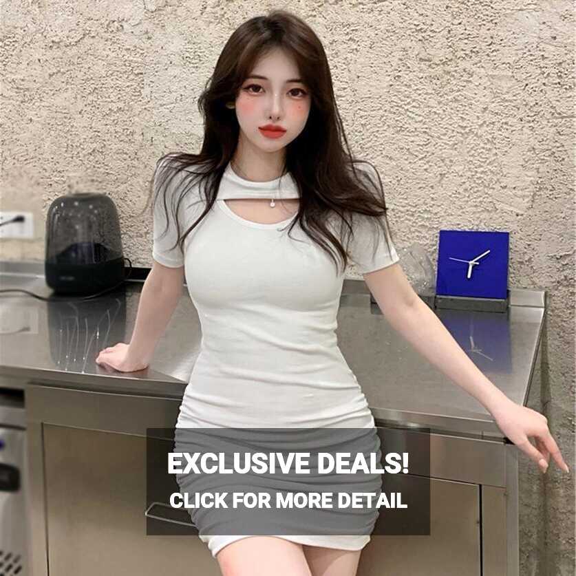 Cheap Summer Fashion Short-Sleeved Dress Korean Style Women Short ...