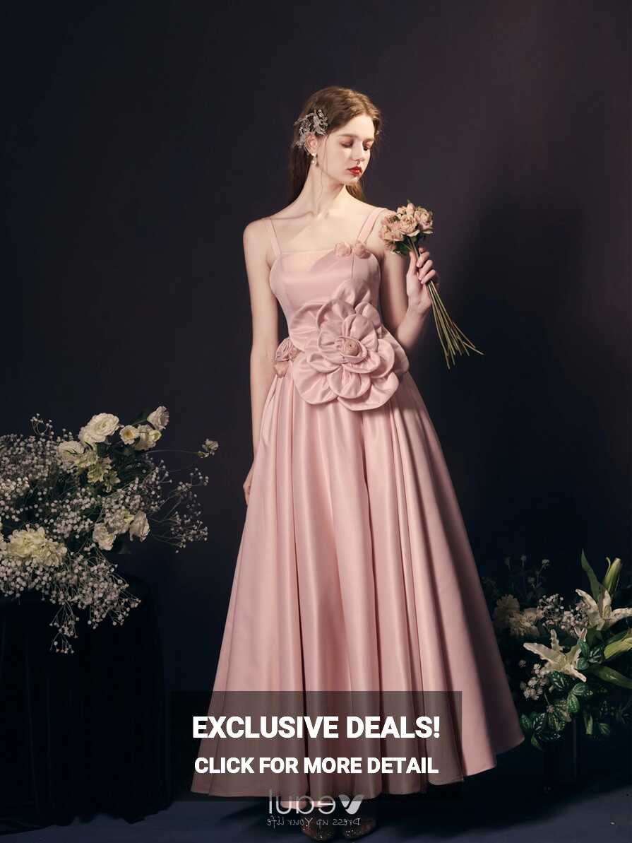 Chic / Beautiful Blushing Pink Appliques Satin Prom Dresses 2023 A ...