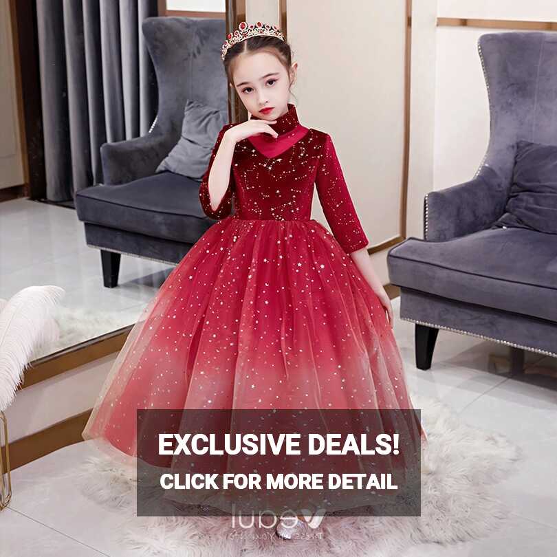 Chic / Beautiful Red Birthday Flower Girl Dresses 2020 Ball Gown ...