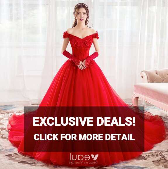 Chic / Beautiful Red Wedding Dresses 2019 A-Line / Princess Off ...