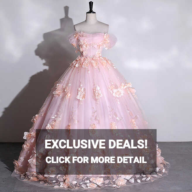 Chic Beautiful Pink Ball Gown Elegant Princess Dress 3D Floral ...