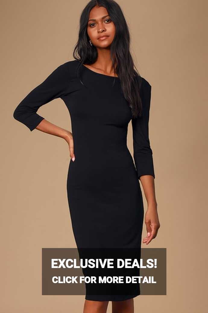 Chic Black Dress - Midi Dress - Bodycon Dress - Lulus