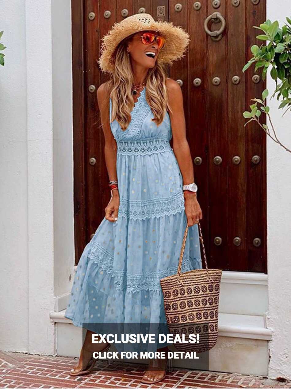 Chic Elegant Dresses Women Summer Sleeveless Maxi Long Boho Dress ...