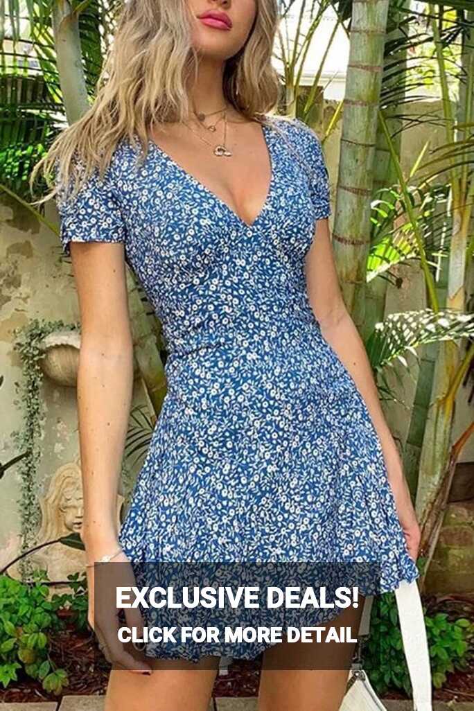 Chic Floral V Neck Summer Dress