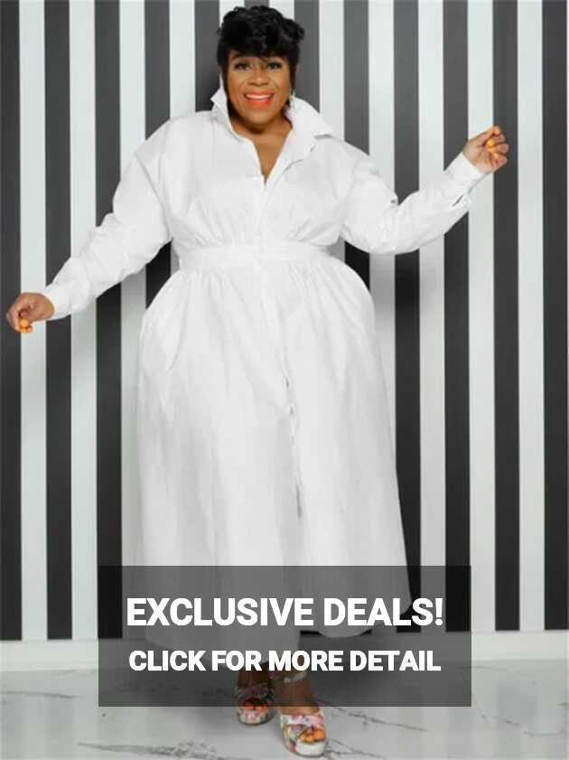 Chic Plus Size White Long Dress | Free Shipping!