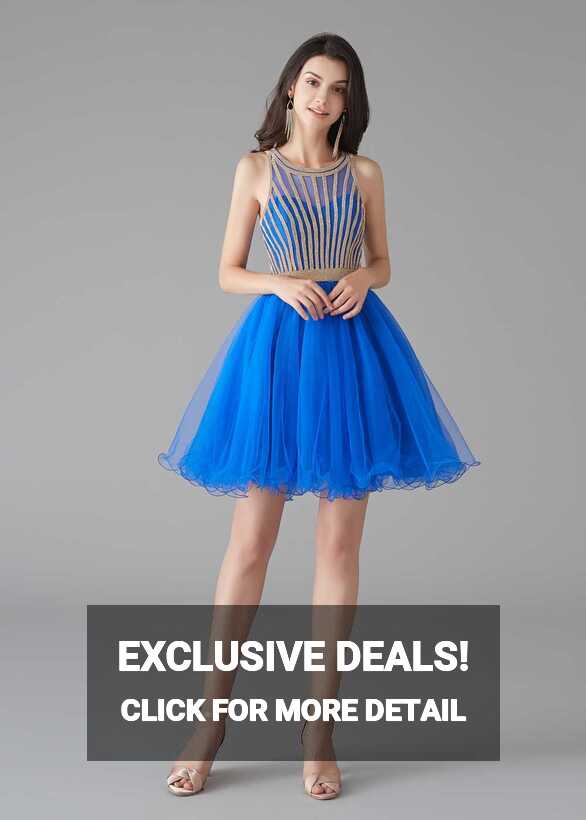 Chic Short Royal Blue Tulle Evening Dress