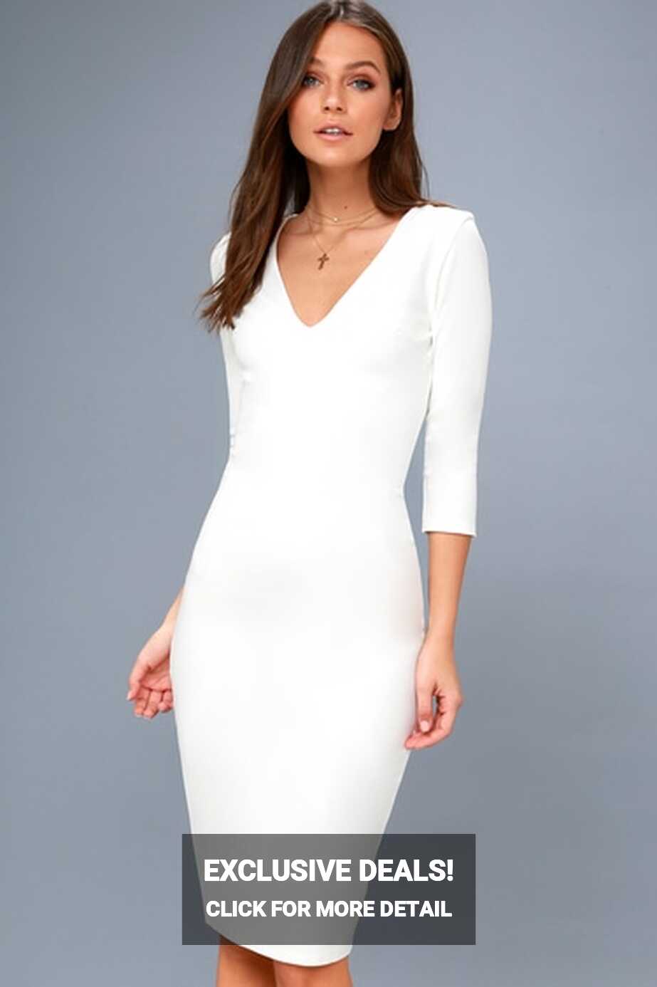 Chic White Dress - White Midi Dress - Bodycon Dress - Lulus