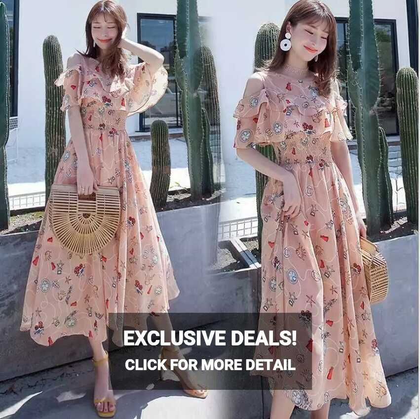 Chic Women&#39;s Summer New Floral Chiffon Long Korean Temperament ...