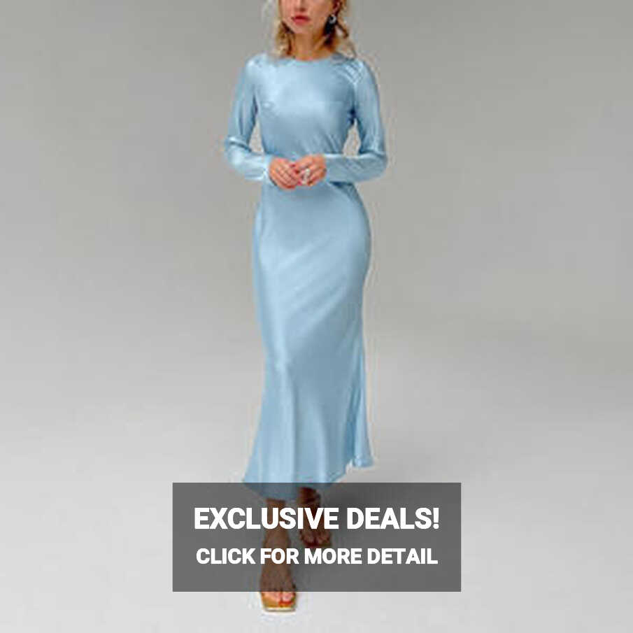 Chic ice blue long sleeve dress In A Variety Of Stylish Designs ...