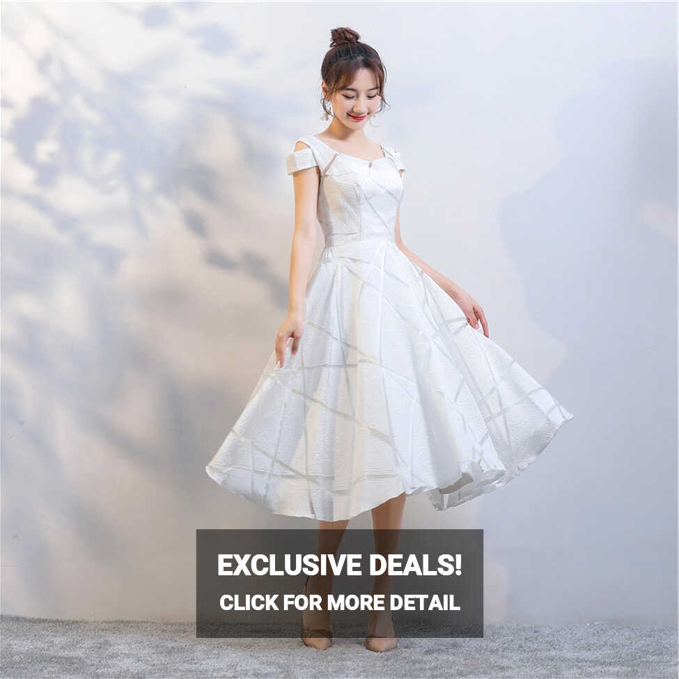 Chic white semi formal 8th grade graduation college party prom ...