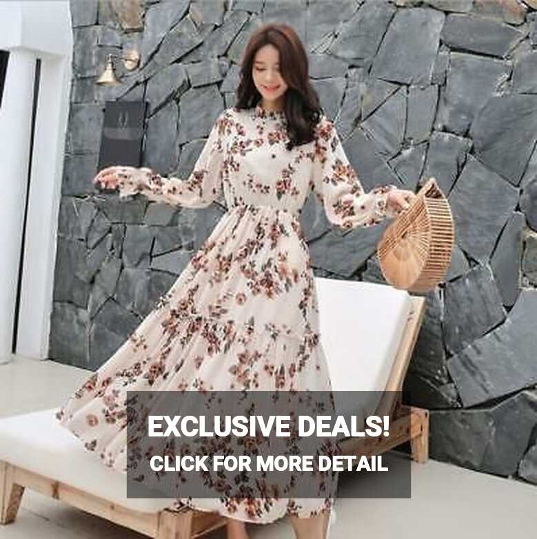 Chiffon Dress 2019 Spring Summer New Womens Elegant Korean Ruffled ...