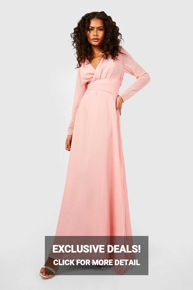 Chiffon Long Sleeve Open Back Maxi Dress | boohoo FI