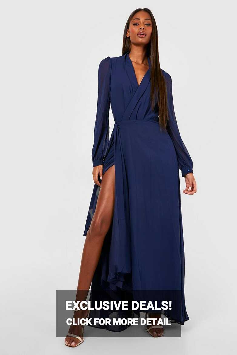 Chiffon Wrap Belted Maxi Dress