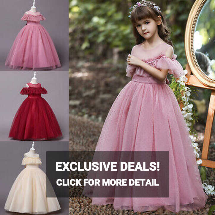 Child Kids Flower Girls Tulle Dress Princess Birthday Pageant ...