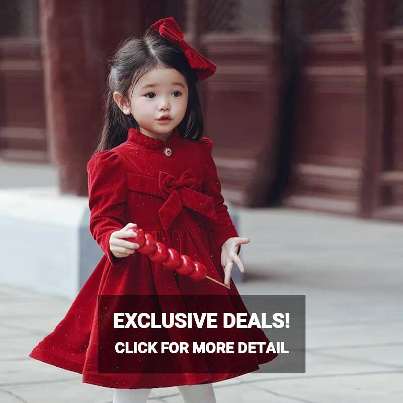 Children&#39;s Red Christmas Princess Evening Gown Kids Performance ...