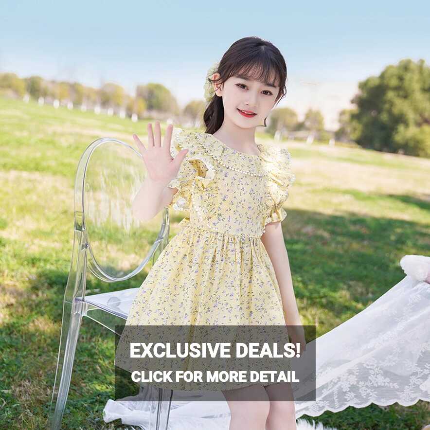 Children&#39;s Summer Dress Girls&#39; Floral Skirt Pastoral New Summer ...