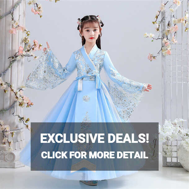 Children Girls&#39; Retro Hanfu Costume Dresses Chinese Style Tang ...