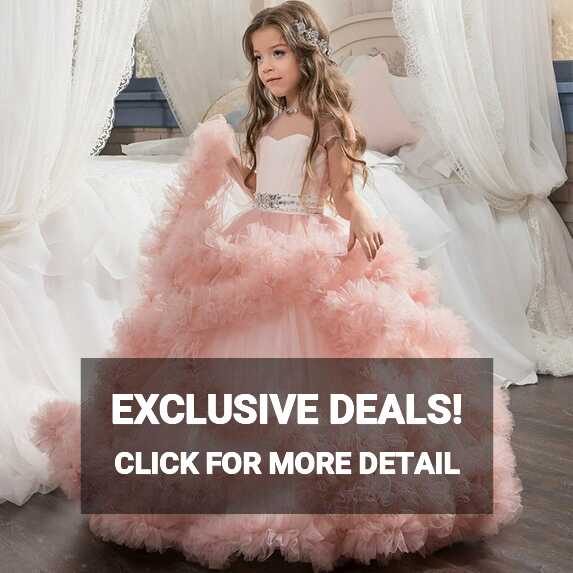 Childrens Girls Elegant Formal Ruffled Pageant Party Dress Ball ...