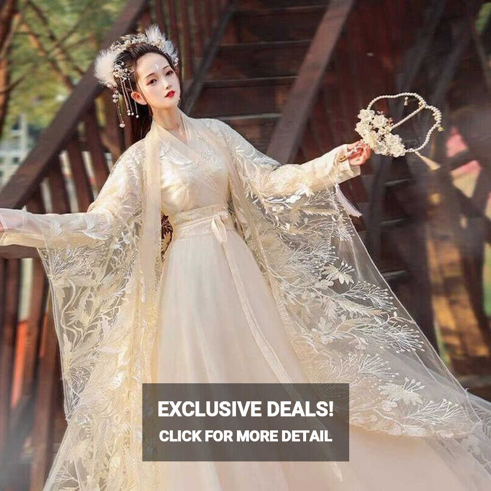 Chinese Hanfu Female Costume Lace Embroidery Fairy Dress National ...