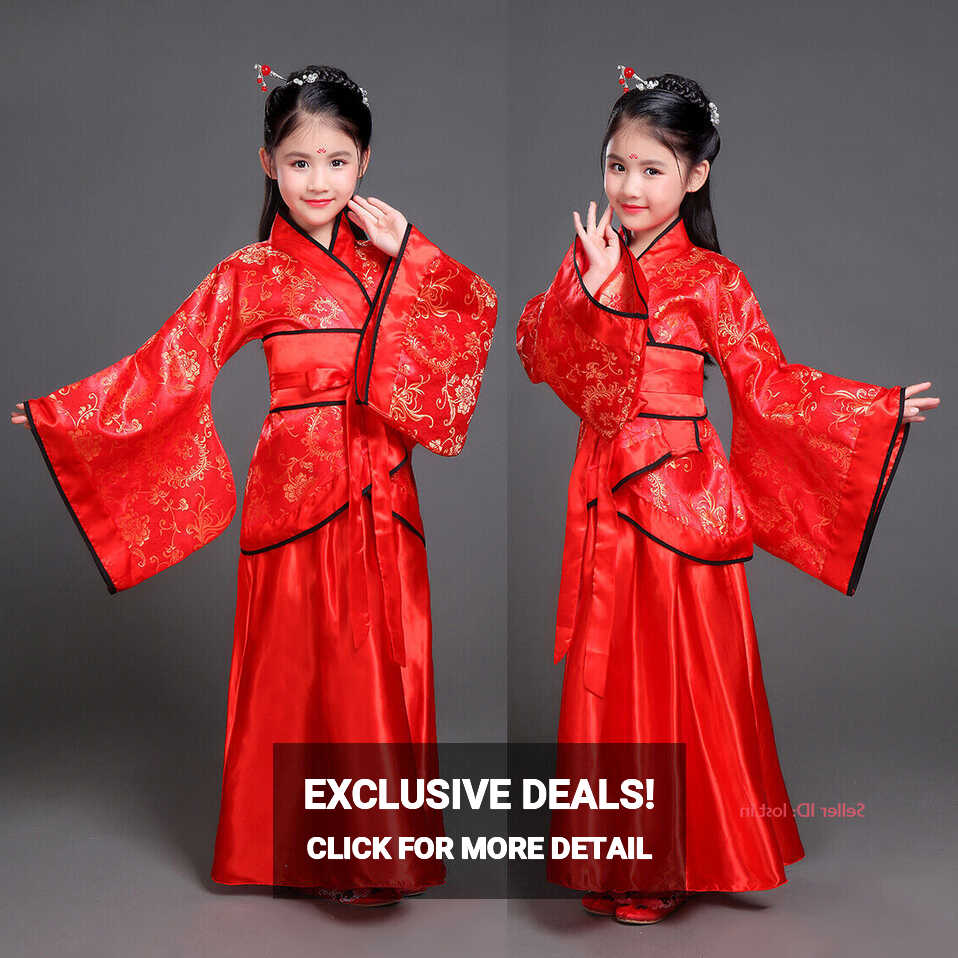 Chinese Kid Girl Chinese Traditional Hanfu Princess Dress Folk ...