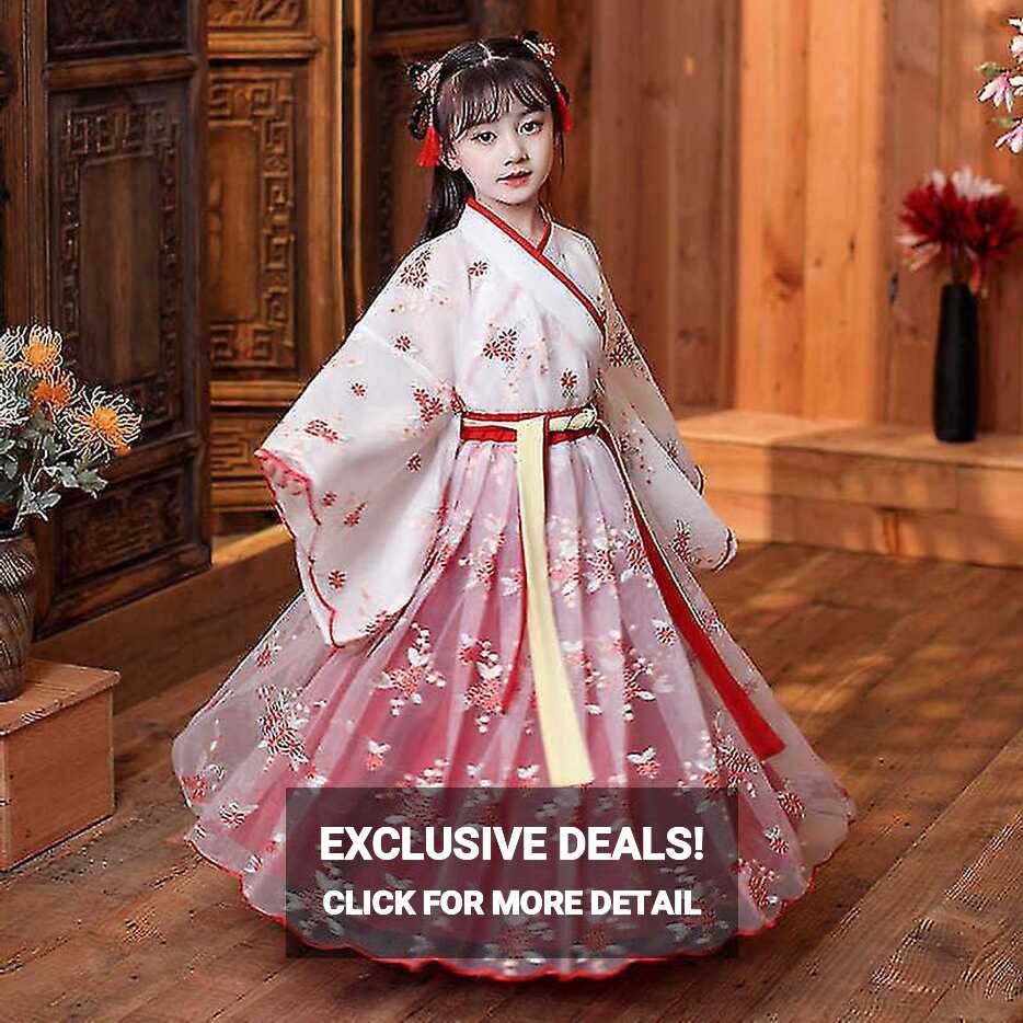 Chinese Silk Robe Costume Girls Children Kimono China Traditional ...