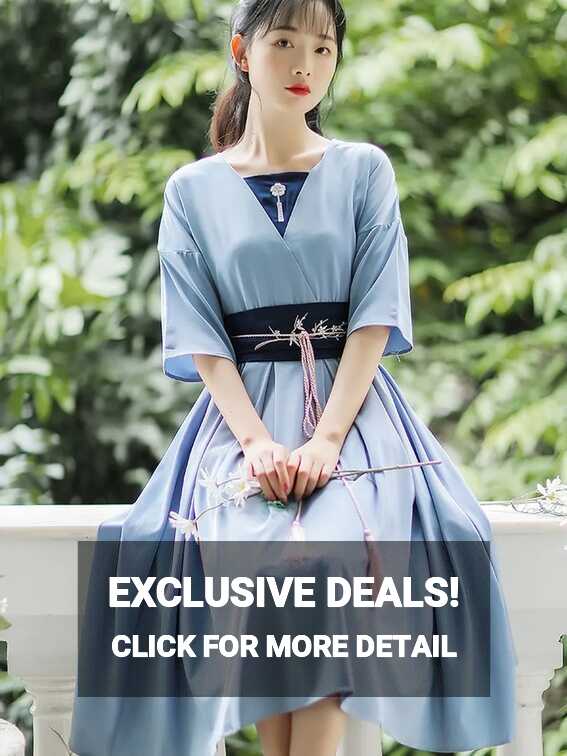 Chinese Style Dress Modern vintage Dresses Blue - Fashion Hanfu