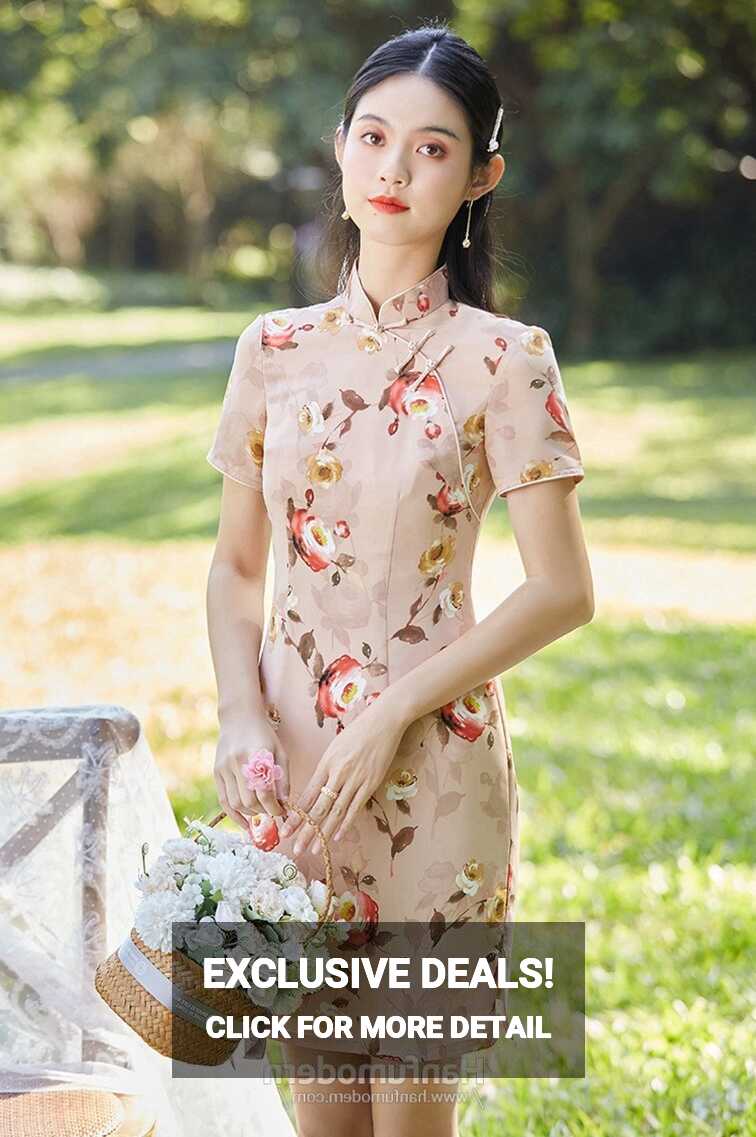 Chinese Style Elegant Cheongsam Traditional Mini Qipao Dress ...