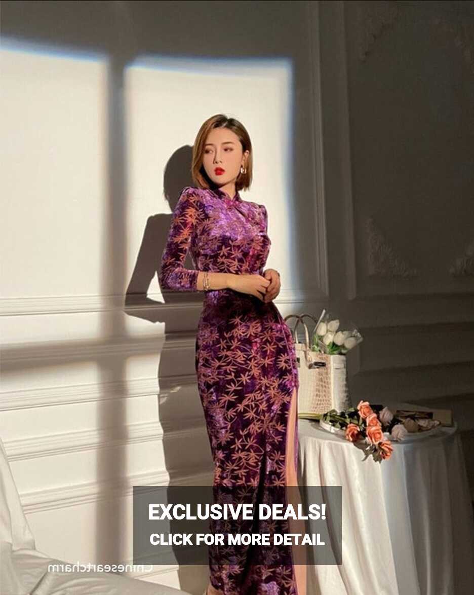 Chinese Traditional Dress modern Cheongsam Dress velvet Elastic ...