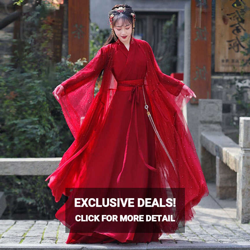 Chinese Traditional Hanfu Dress Folk Dance Costume Fairy Princess ...