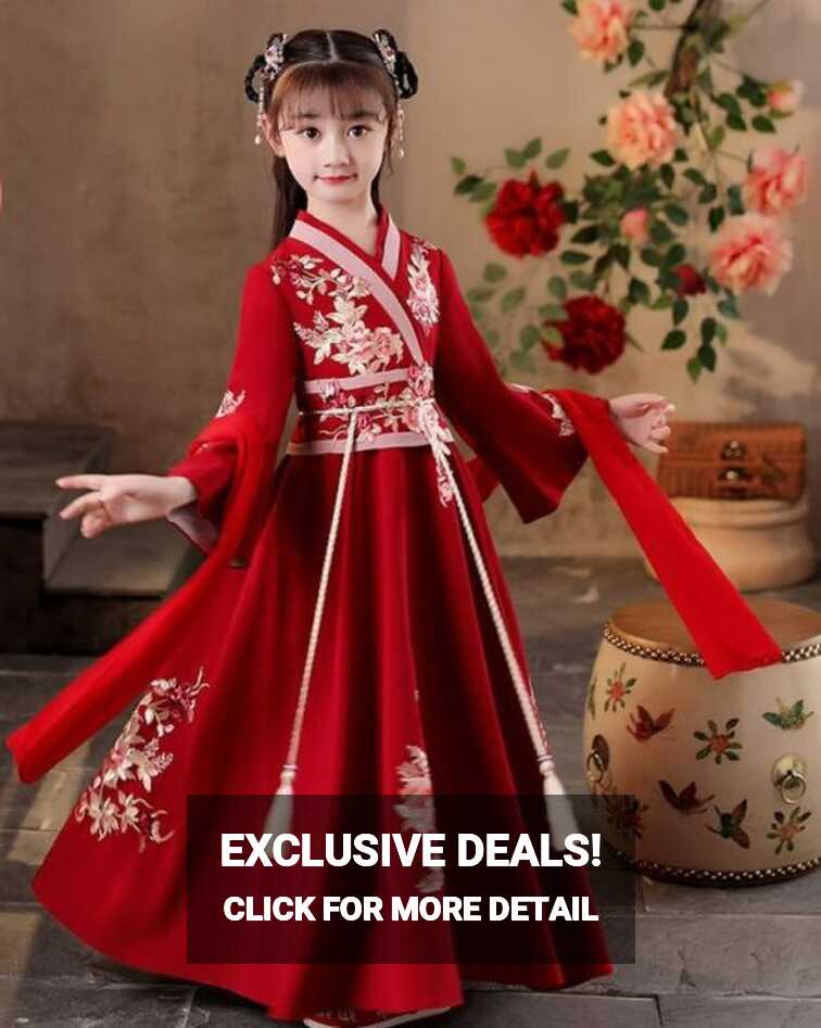 Chinese Traditional Hanfu Girl Spring and Autumn Dress Children&#39;s ...