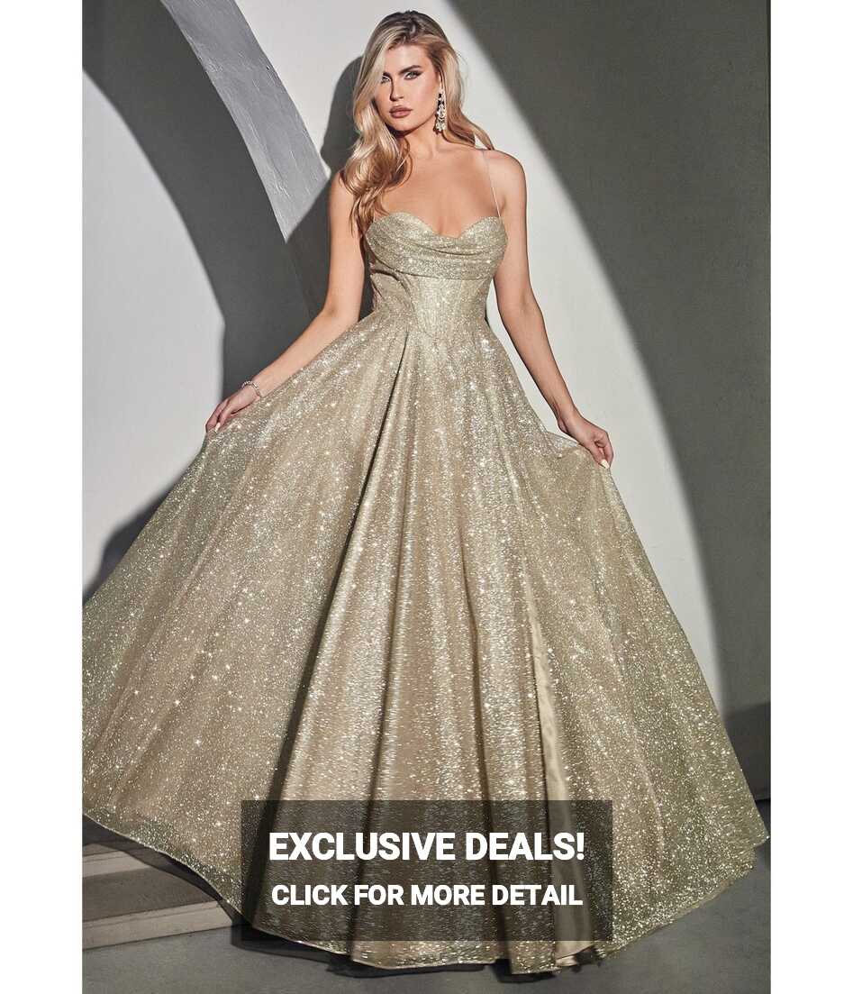 Cinderella Divine Champagne Glitter Corset Prom Ball Gown – Unique ...