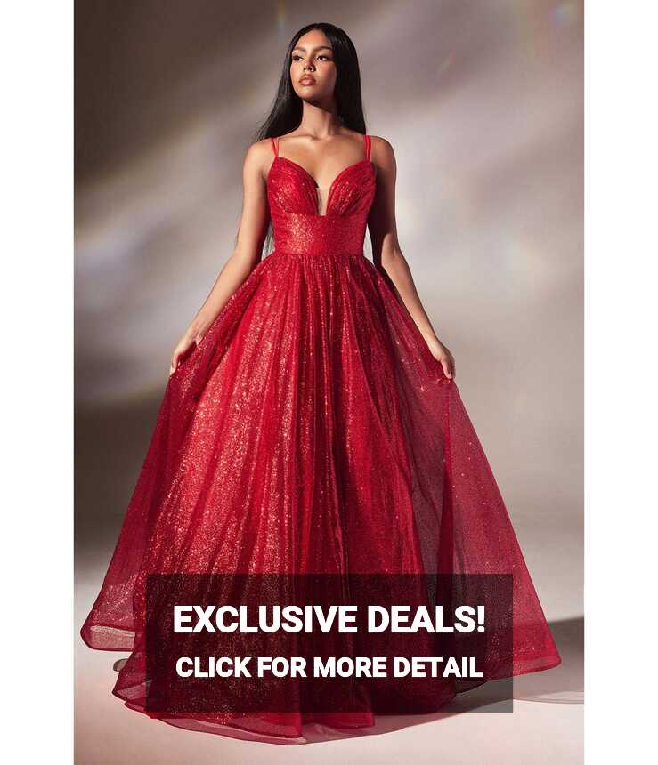 Cinderella Divine Red Glitter Sleeveless Ball Gown – Unique Vintage