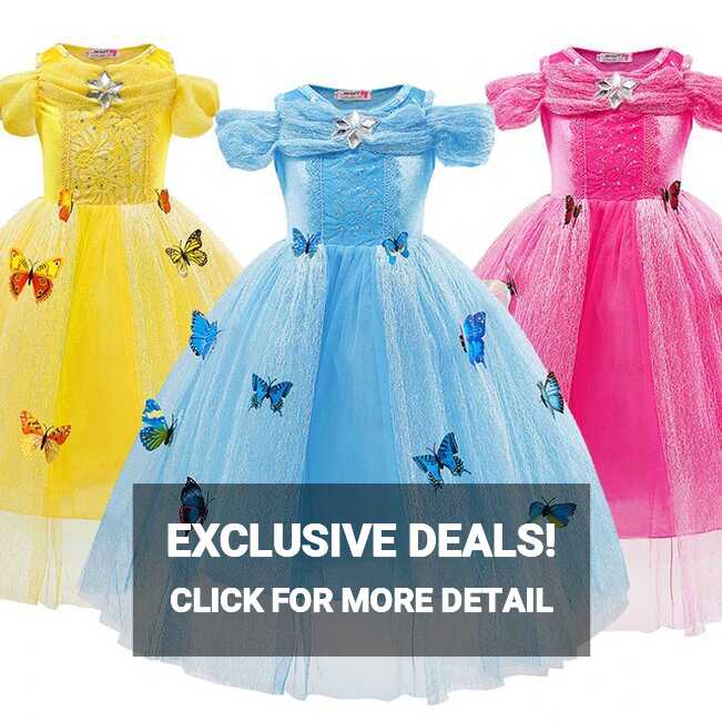 Cinderella Dress Butterflies Girls | Cinderella Blue Dress Costume ...