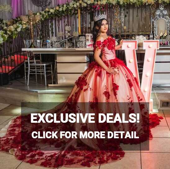 Cinderella Red Quinceanera Dresses Beaded Formal Prom 3D Flowers ...