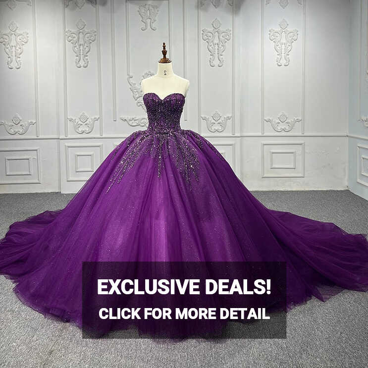 Classic Purple Organza A Line Ball Gown Sweetheart Elegant Evening ...