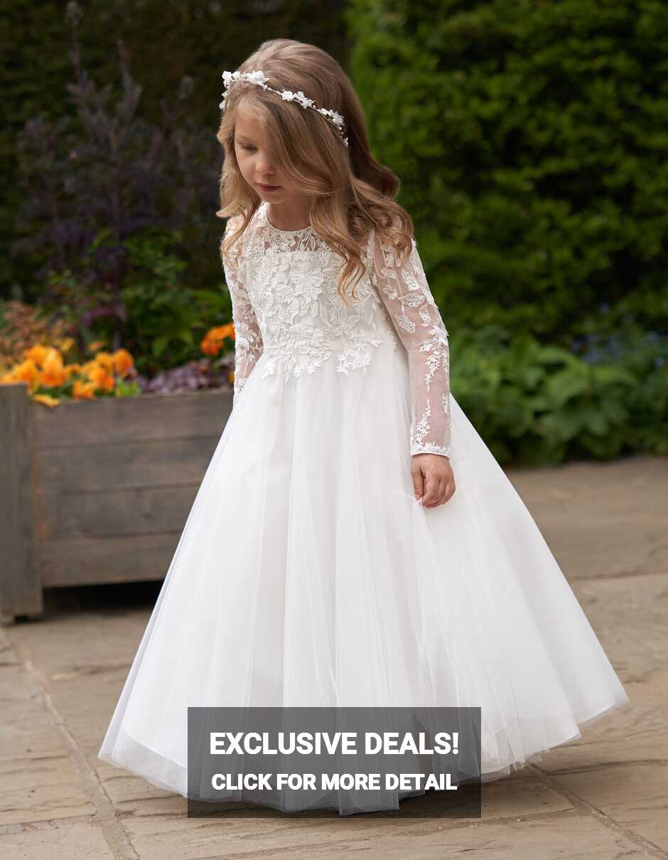 Clementine a long sleeve flowergirl dress with pockets - WED2B