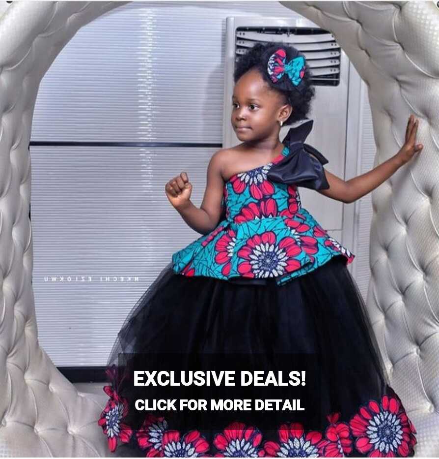 Clipkulture | Blue and Pink African Prints Ball Dress for Girls