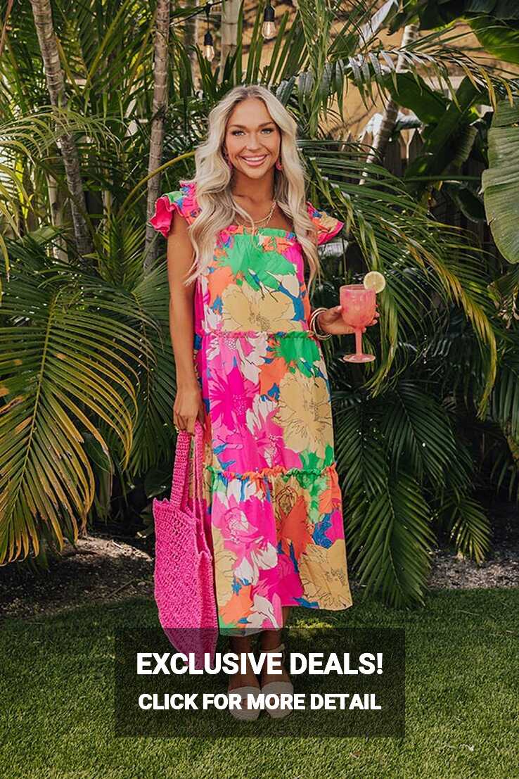 Coastal Dreams Floral Midi in Hot Pink – Impressions Online Boutique