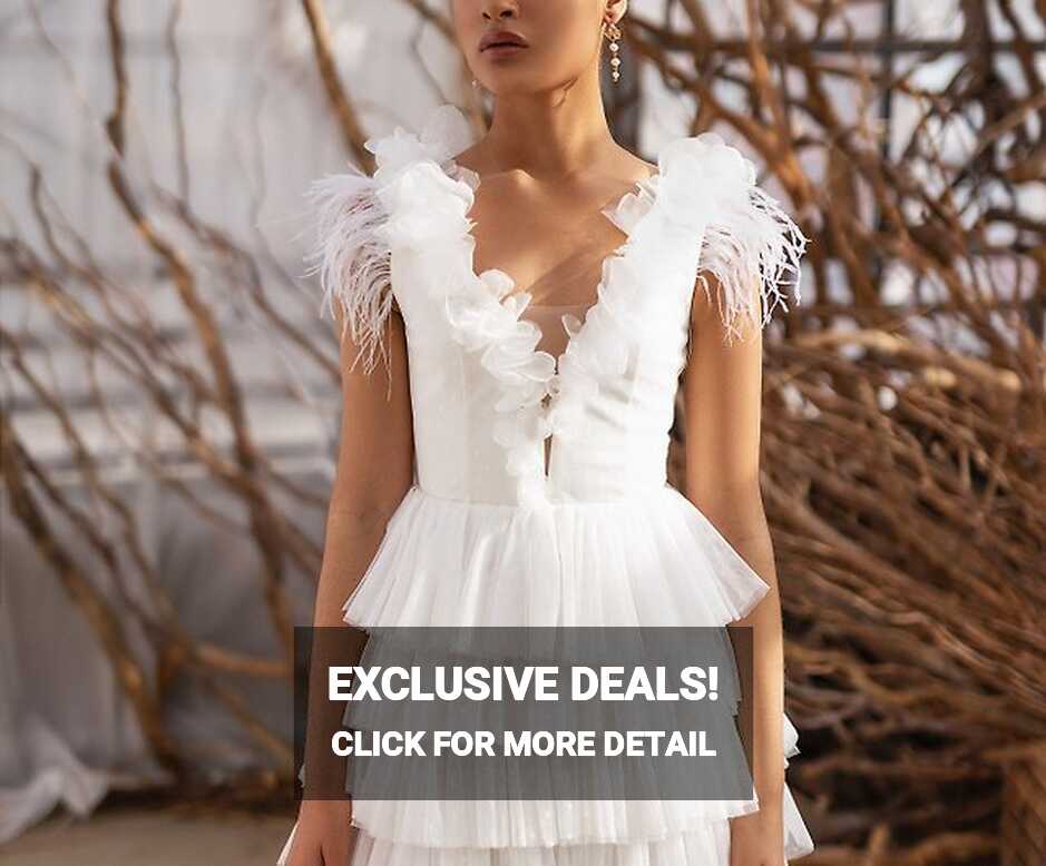 Cocktail wedding dress, mini gown with ruffled skirt, short white ...