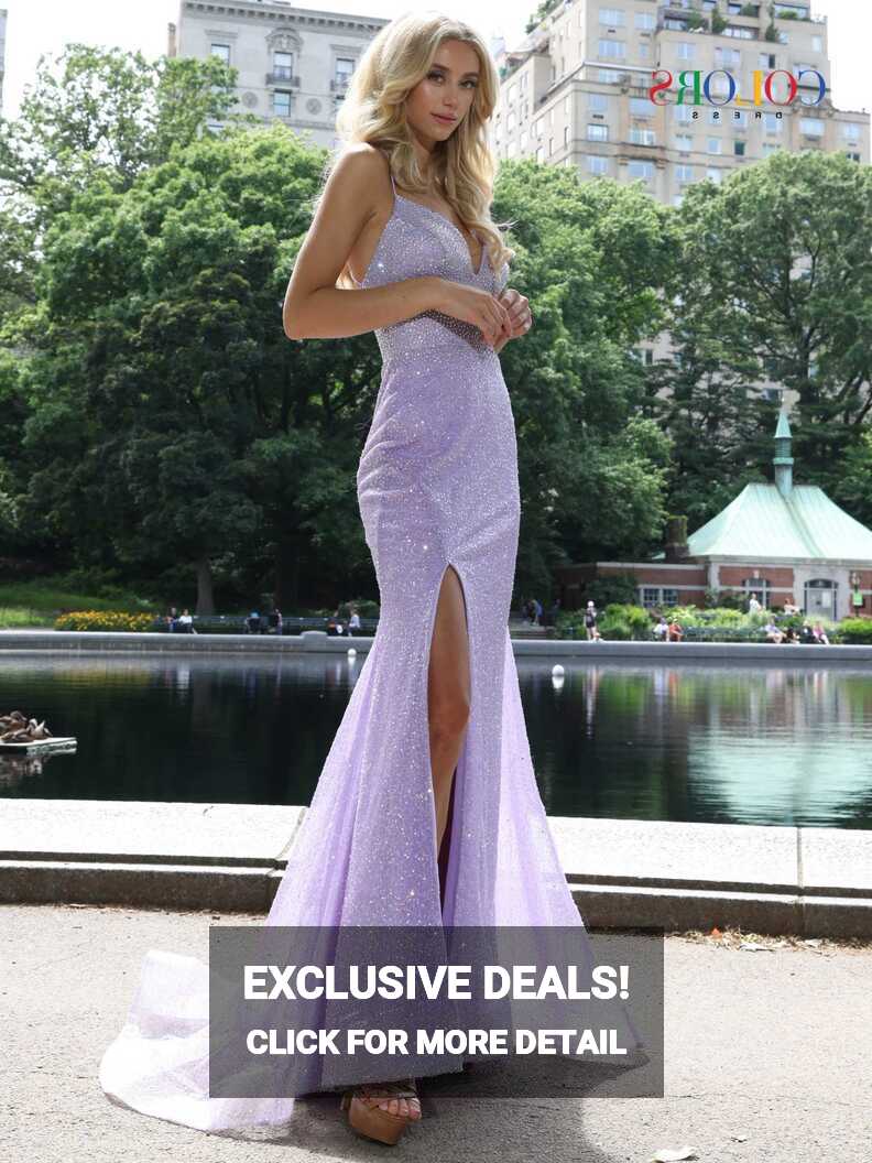 Colors Dress 2951 size 4 Lavender Prom Dress Fitted Sequins Long ...