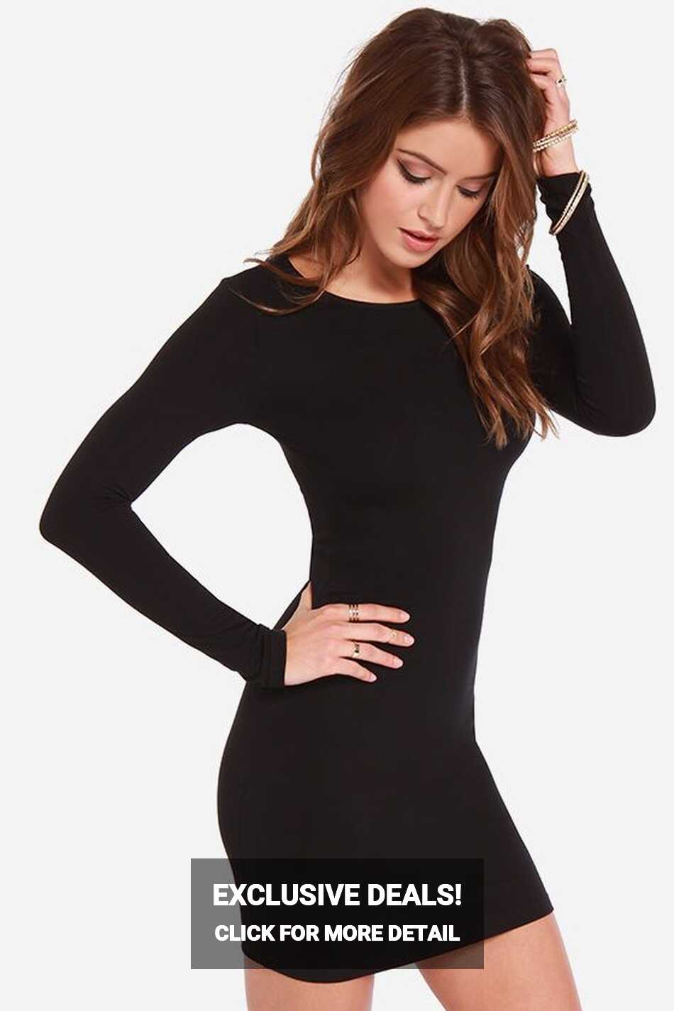 Comeback Baby Black Bodycon Mini Dress | Long sleeve casual dress ...