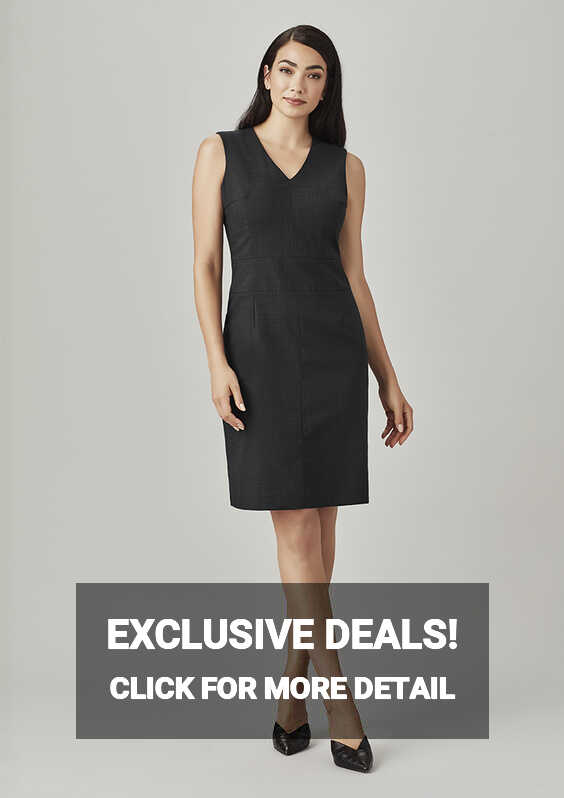 Comfort Wool Stretch Womens Sleeveless V Neck Dress