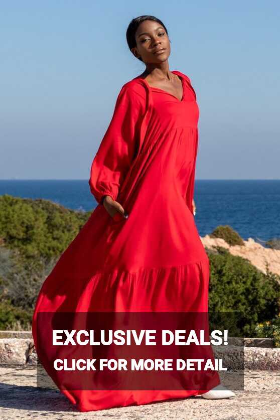 Comfortable Red Maxi Dress, Voluminous Plus Size Dress, Long Loose ...