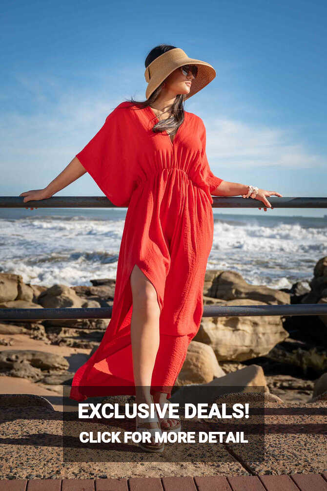 Coral Boho Long Beach Dress | Me and the Sea Store